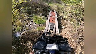 Polaris sportsman narrow bridge crossing and hill climb