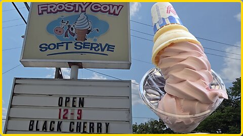 Indulge in Altoona's Black Cherry Frosty Cow Treat Up-Side Down Cone