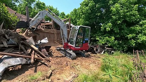 Mini Excavator Tear Down Barn from 1888