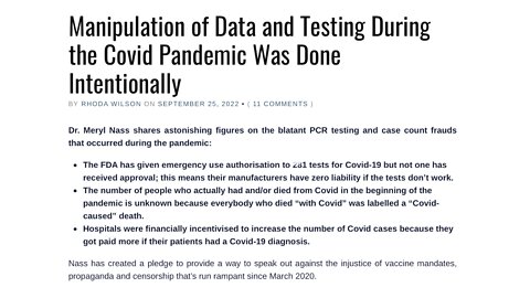 COVID PANDEMIC CASE COUNTS WERE FRAUDULENT | 26.09.2022