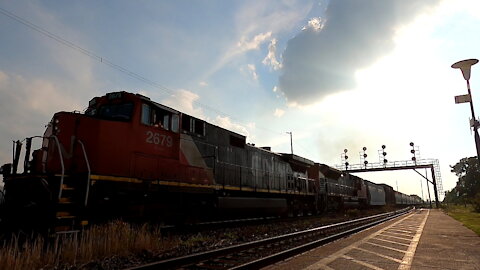 CN 2679 & CN 8019 Engines Manifest Train Eastbound In Sarnia TRACK SIDE