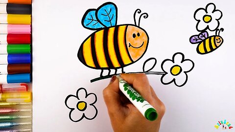 Drawing and Coloring Bumblebees for Kids & Toddlers | Ariu Land