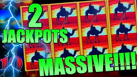 MASSIVE Full Screen Wilds On A $50 BET!! 2 Jackpots On Lightning Link Sahara Gold Slot Machine