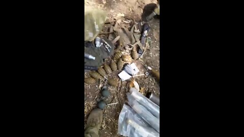 A small pile of equipment captured from Ukrainian forces near Severodonetsk