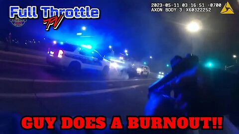 Guy Does A Burnout BETWEEN COP CARS!