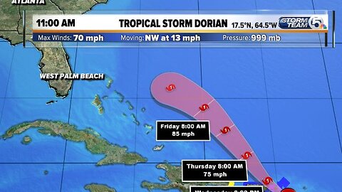 11 a.m. Wednesday update: Dorian could become Category 3 hurricane