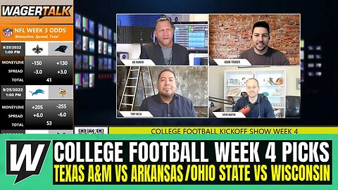 Happy Hour CFB Kickoff | NCAAF Week 4 Predictions | Texas A&M vs Arkansas | OSU vs Wisconsin