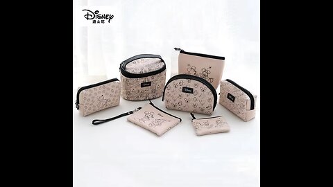 Disney Original Mickey Women's Cosmetic Bag Large-capacity Portable Combination 7-Piece