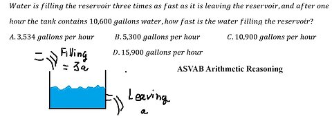 ASVAB Arithmetic Reasoning: Water is filling the reservoir three times as fast as it is leaving the