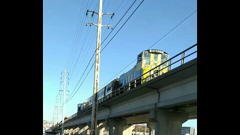 MTA LIRR GP38 "Darth Vader" trains on elevated tracks