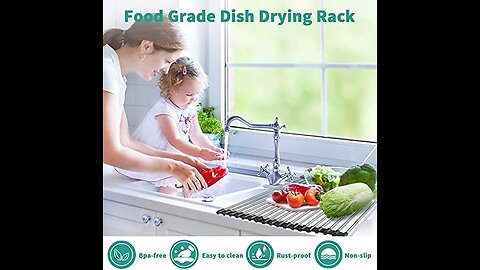 Dish Drying Rack, Roll-Up JIMEJV Heat Resistant Multipurpose Over The Sink Dish Drying Rack ,16...