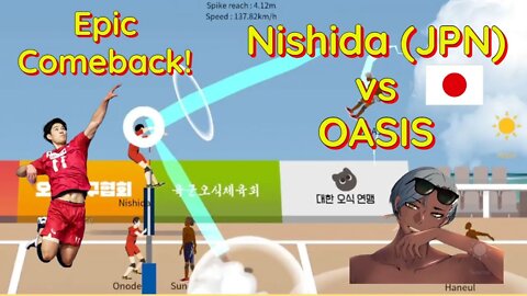 The Spike Volleyball - Team Japan (Nishida) Epic Comeback vs OASIS in Beach Challenge Stage #4