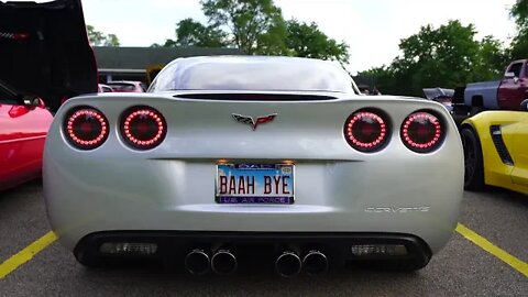 Cammed C6 Corvette Leaving Car Show - Exhaust Idle Revs and Acceleration