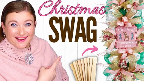 How to make Deco Mesh SWAG Christmas WREATH | 5 Gallon Stir Stick