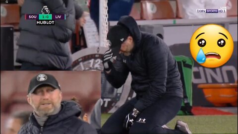 Southampton Coach Ralph Hasenhuttl cries after defeating Liverpool for the first time