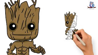 How To Draw Baby Groot Guardians of the Galaxy - Art Tutorial