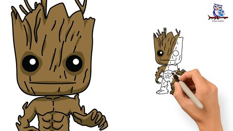 How To Draw Baby Groot Guardians of the Galaxy - Art Tutorial