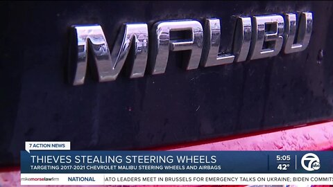 'I was one of six vehicles.' Thieves targeting steering wheels in Chevy Malibu's, police say