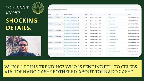 Why 0.1 ETH Is Trending? Who Is Sending ETH To Celebs Via Tornado Cash? Bothered About Tornado Cash?