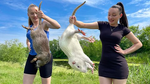 🤯Cooking MuskRat In 2 Different Ways! HUGE Rat but very tasty