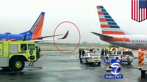 La Guardia fender bender: Two jets smash into each other while taxiing at New York airport - TomoNews