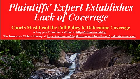 Plaintiffs' Expert Establishes Lack of Coverage