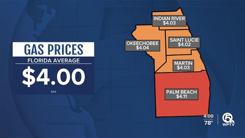 Gas prices now averaging $4.11 in Palm Beach County