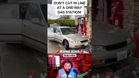 Male Karen cuts the line at a gas station