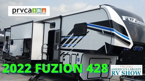 First Look at the 2022 Fuzion 428 Toy Hauler by Keystone at the 2021 Hershey RV Show