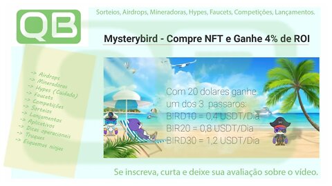 #NFT - #passive #income - #mysterybird - #ROI 4% ao dia!