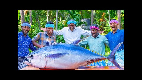 200 Pounds BIG TUNA FISH Tuna Fish Cutting and Cooking in Village Tuna Fish