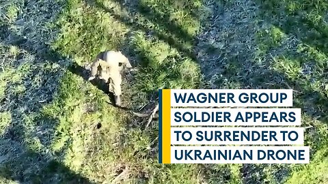 Wagner Group mercenary appears to surrender to Ukrainian drone