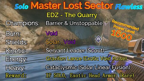 Destiny 2 Master Lost Sector: EDZ - The Quarry on my Warlock Solo-Flawless10-26-22