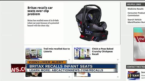 Britax recalls infant car seats over chest clip issue