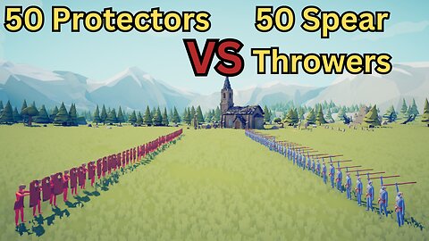 50 Protectors Versus 50 Spear Throwers || Totally Accurate Battle Simulator