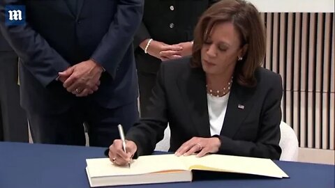 Video: Kamala Harris and Doug Emhoff sign book of condolences at UK Embassy