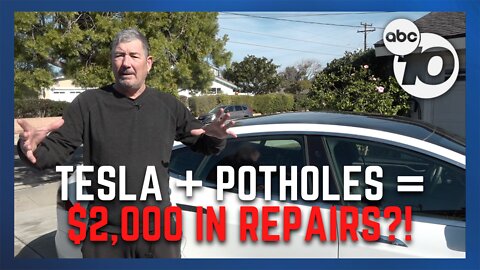 Tesla owner faces costly tire bill after encountering potholes on La Jolla road