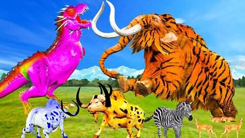 Zombie Mammoth vs T rex Dinosaur Mammoth Bull Fight Monster Bull Epic Battle Compilation 3D Doodles