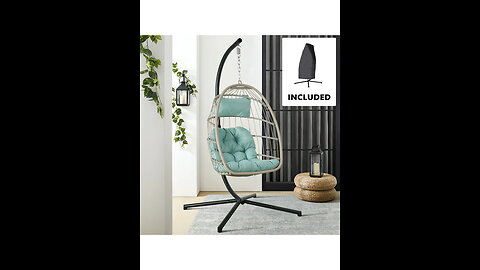 RADIATA Foldable Wicker Rattan Hanging Egg Chair Without Stand, Swing Chair with Cushion and Pi...