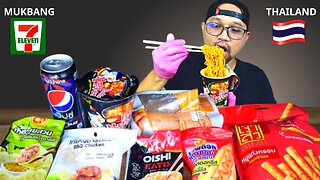 ASMR MUKBANG Noodles,Gyoza,BBQ Chicken,Cheese Bites,7-ELEVEN