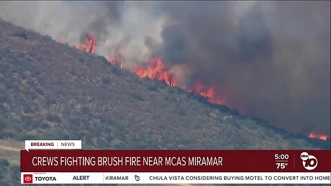 EOD detonation training sparks brush fire near Marine Corps Air Station in Miramar