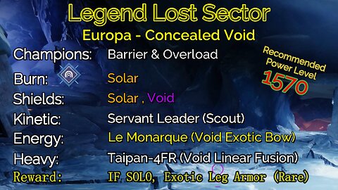 Destiny 2 Legend Lost Sector: Europa - Concealed Void on my Warlock 11-8-22