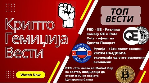 Гемиџија Крипто Вести Економија и Биткоин - Почеток на QE! 23.04.2024