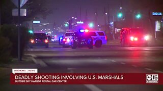 Murder suspect shot, killed by U.S. Marshals near Sky Harbor rental car facility