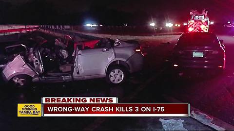 Three killed in wrong-way crash in Hillsborough County