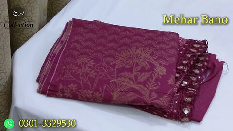 Mehar Bano Twakkal Karrandi Banarsi Gala Embroidered || ZAIN,AAYAN COLLECTION ||