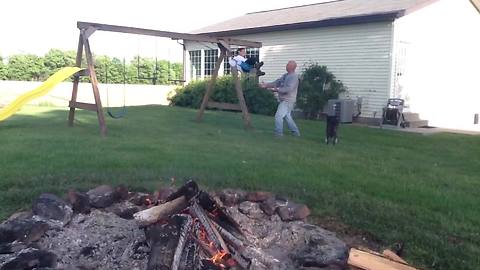 "Young Boy Jumps Off Swing but His Dad Fails to Catch Him"