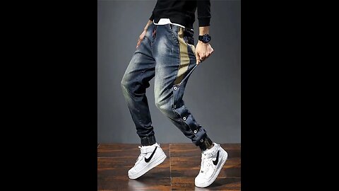 Mens Jeans Harem Pants Fashion Pockets Desinger Loose fit Baggy Moto Jeans