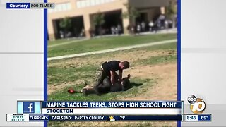 Video shows Marine tackling fighting students to the ground