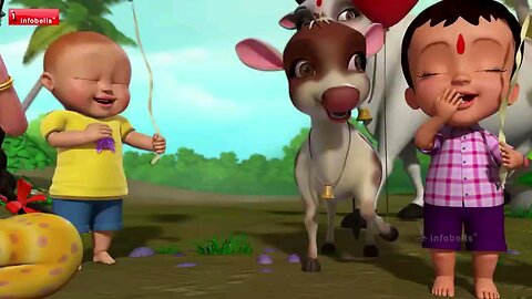 My cow has come and is milking me. Hindi Poems for Kids |